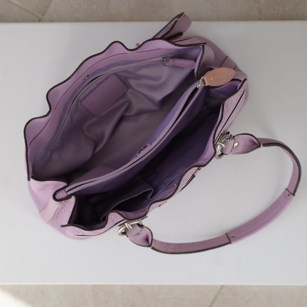 Y2K Coach Penelope Ruffle Purple Lavender Lilac Leather Shoulder Bag - Picture 6 of 13